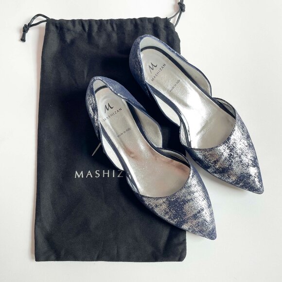 Mashizan Crete Flats Leather Blue Silver Size EU 39 NEW - Picture 1 of 6